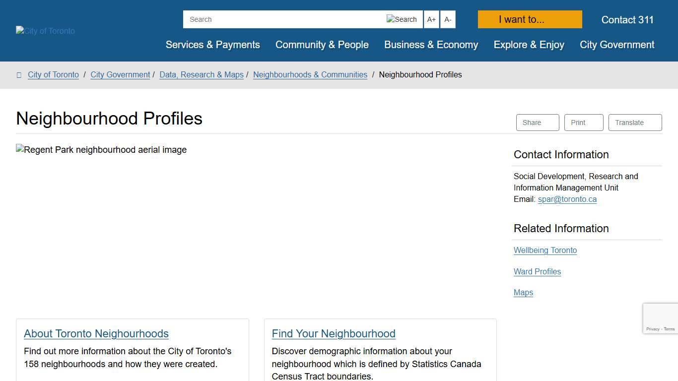 Neighbourhood Profiles – City of Toronto